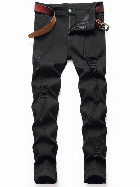 

romwe guys ripped jeans q20o#, Blue