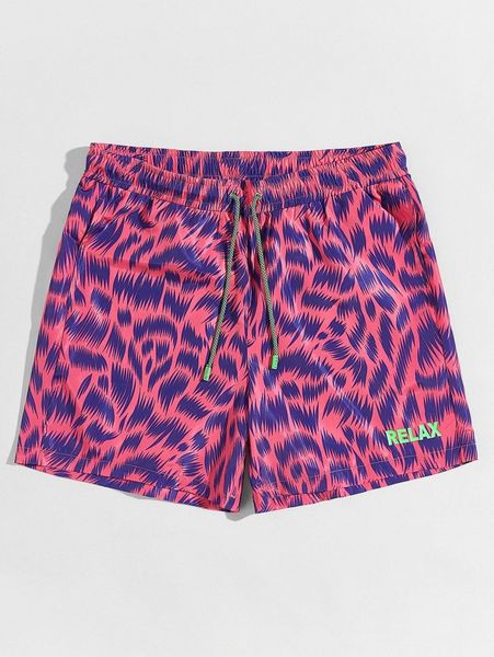 

men allover print letter graphic wind shorts v2io#, Black