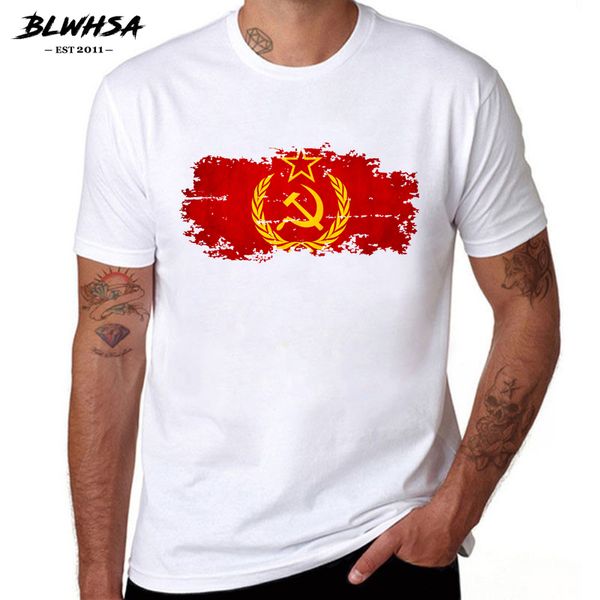 

blwhsa soviet union flag printing fashion short sleeve summer funny cccp flag brand clothing sport hooded sweatshirt hoodie men t shirt