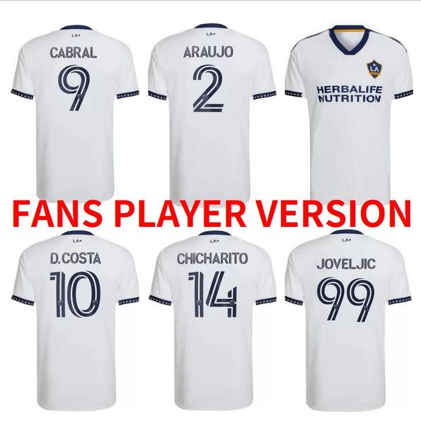 

chicharito 2022 2023 los angeles la galaxy mls soccer jersey home white 22/23 douglas costa alvarez joveljic grandsir cabral football shirt, Black;yellow