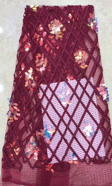 

2020 new design sequence embroidery tulle net laces african french mesh lace fabric with sequins for women dress dp65-2431, Pink;blue