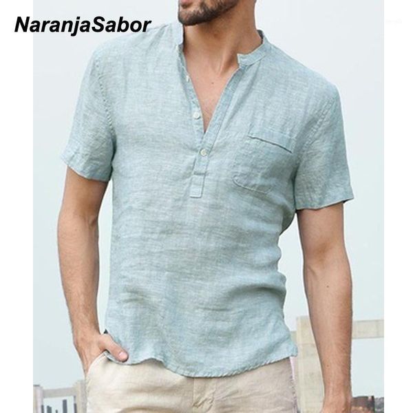 

naranjasabor 2020 new mens kimono shirts summer spring fashion loose light short sleeve shirt male blouse brand clothing n6591, White;black