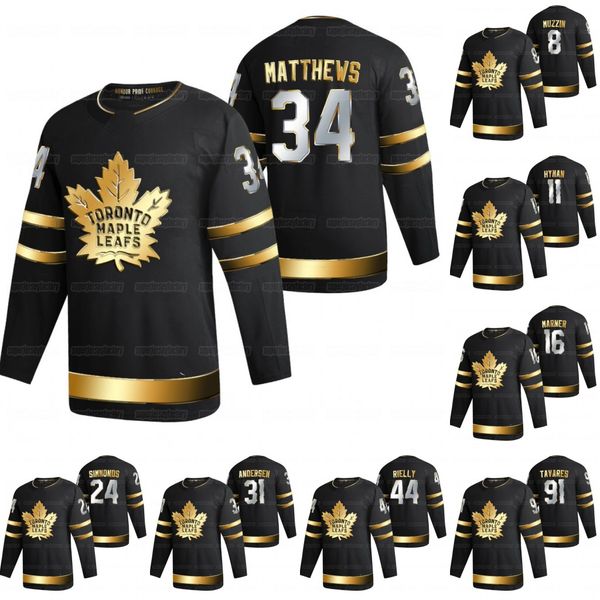 

toronto maple leafs 2021 golden edition jersey john tavares auston matthews joe thornton mitchell marner morgan rielly joey anderson jerseys, Black;red