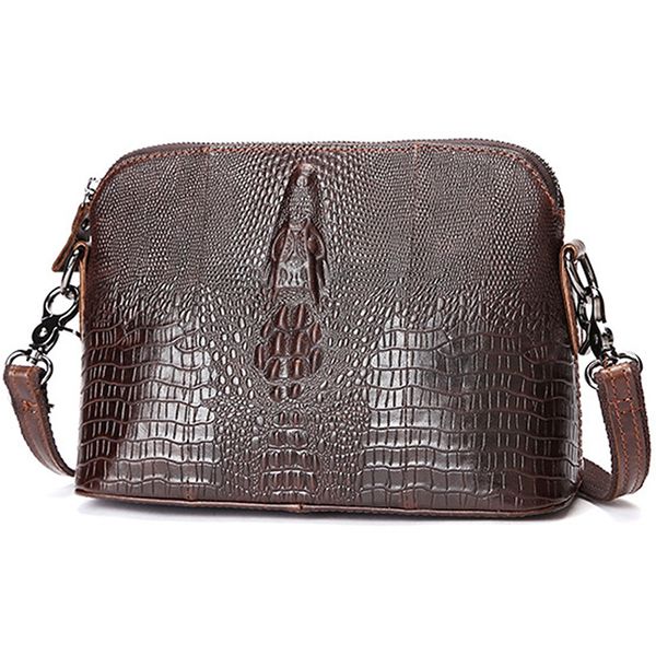 

genuine leather women business bag crocodile pattern designer oil wax cowhide female single briefcase messenger shoulder bags