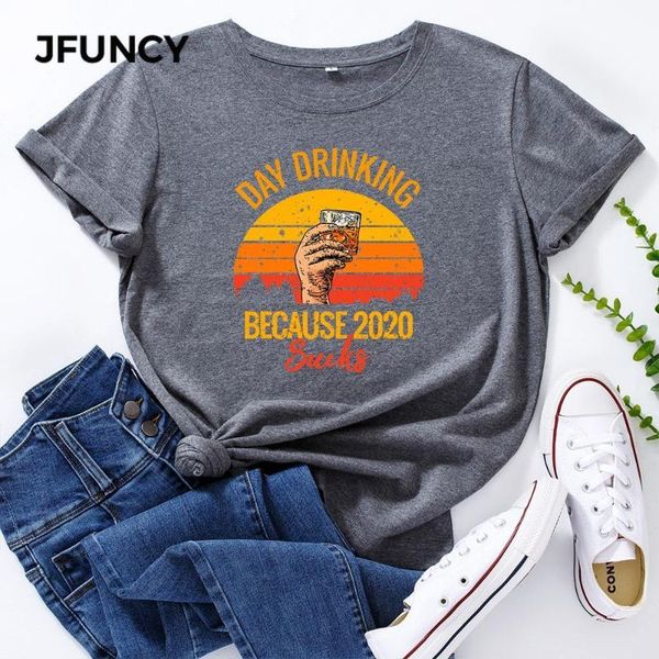

jfuncy100% cotton women t shirt short sleeve t-shirts female printing graphic tees women plus size harajuku shirts top, White