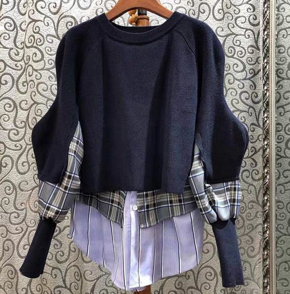 

false 2021 new two pieces set women's shirts spring and autumn size new version plaid striped shirt 6igl ddxy, White;black