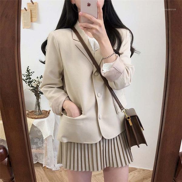 

women's suits & blazers alien kitty all-match office ladies women 2021 autumn elegant chic street feminine fresh stylish blazer, White;black