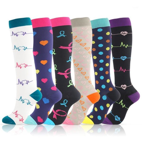 

kawaii compression socks men women outdoor sports cycling travel long socks happy novelty relief pain nursing compression1, Black;white