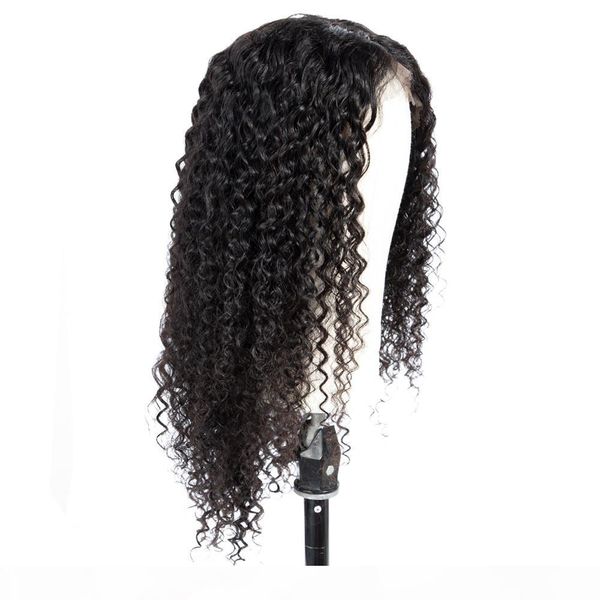 

360 lace frontal wig for black women 130% density loose deep curly wave brazilian remy hair human hair wigs with baby hair, Black;brown