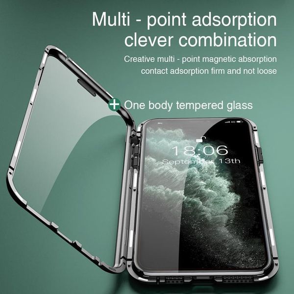 

for iphone 12 pro max se 2020 11 pro xs xr x 8 7 6s case double side magnetic case fo qylhor