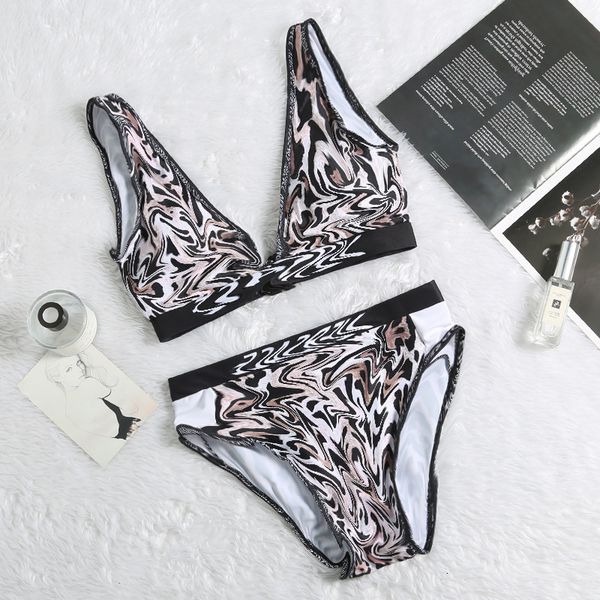 

new split deep v leopard print swimsuit with tag