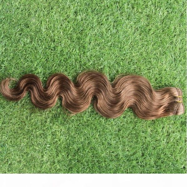 

malaysian #8 light brown color body wave hair bundles 100% human hair weave 10-30 inchs non remy hair extensions, Black