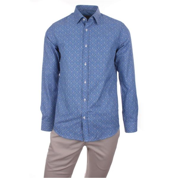 

gentilbay men's ethnic retro vintage digital printed cotton navy fabric slimfit long-sleeve sport classic dpd005 shirt, White;black