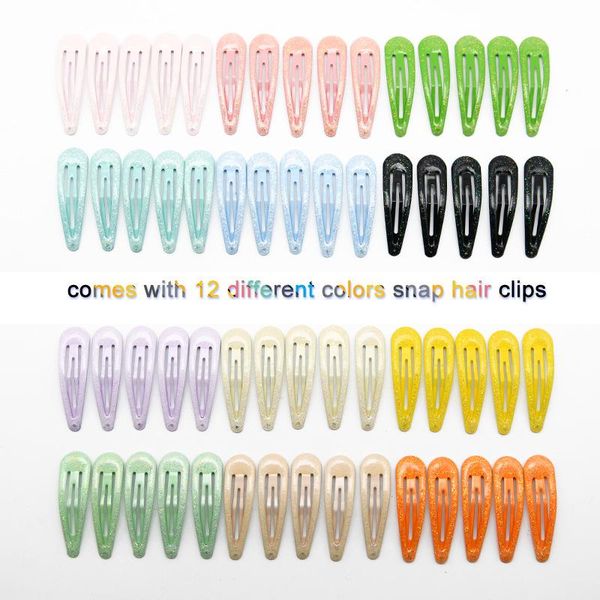 

hair accessories 60pcs mix color with epoxy glitters hairgrip clip snap clips for children girls women,jxn004, Slivery;white