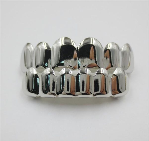 

14k gold plated hip hop teeth grillz caps & bottom grill set vampire teeth caps halloween party rapper body des wmtysx bdesybag