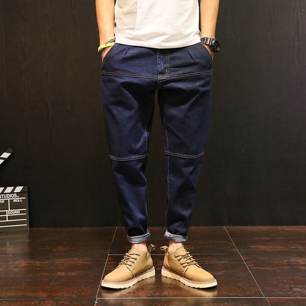 

rkf8y autumn men's korean big size 2019 jeans pants jeans harem elastic men's trend loose fashion and slim legged pants mta29, Blue
