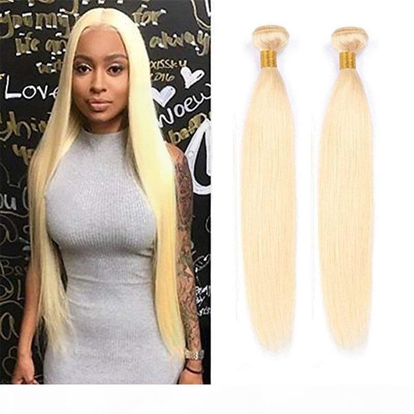 

brazilian virgin hair extensions 613# blonde straight peruvian malaysian indian raw human hair weaves two bundles 613 color 2 pieces lot, Black