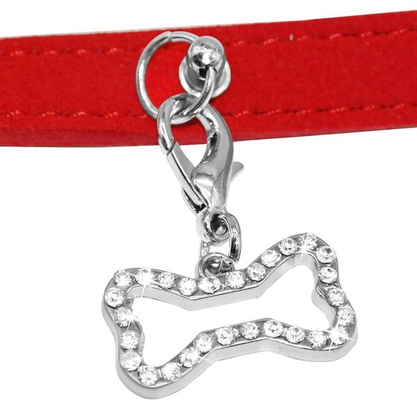 

soft suede leather pet dog leash cats dogs walking lead rope with bling rhinestone bone pendant pet cat collar leash bbykpn