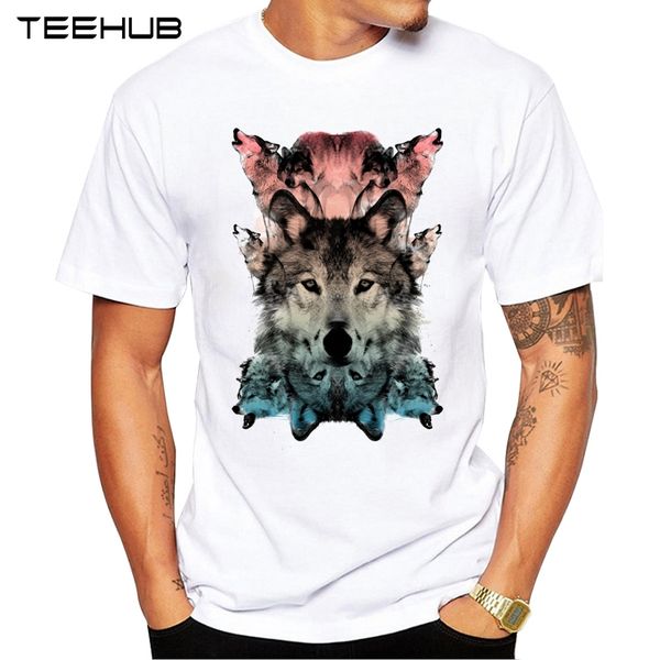 

teehub men's fashion watercolor wolf printed short sleeve t-shirt hipster o-neck design cool desgin tee sport hooded sweatshirt hoodie