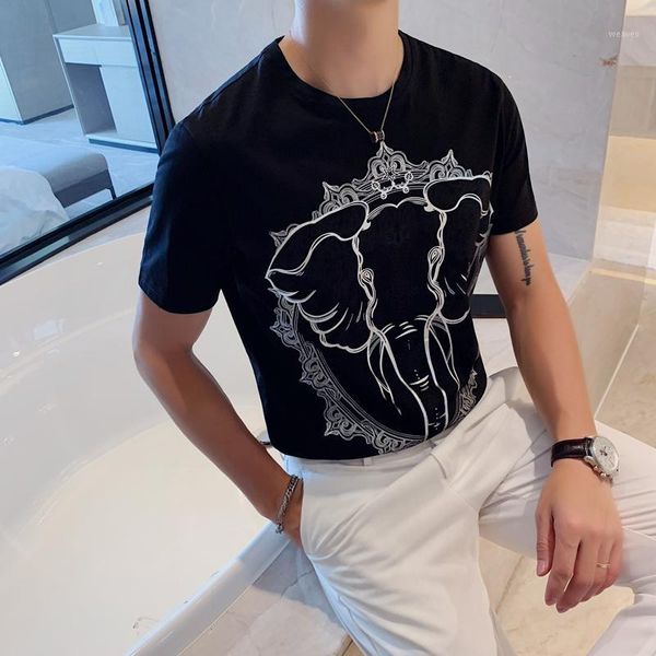 

brand elephant print t shirt men o-neck casual t-shirt streetwear harajuku funny t shirts tee men clothes 2020 summer1, White;black