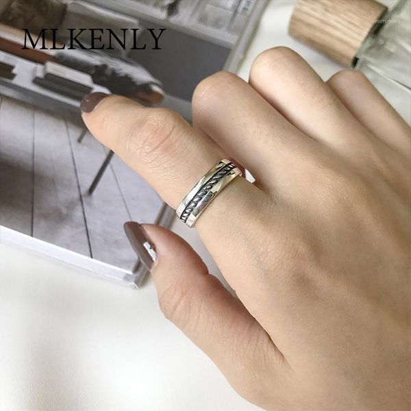 

mlkenly s925 sterling silver open ring smooth face weave silver simple wild temperament rings for women fine jewelry gift1