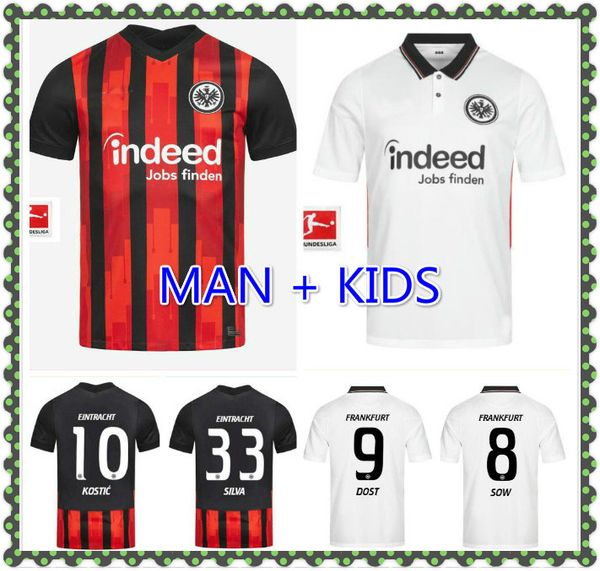 

20 21 eintratht франкфурт футбол джерси сильва коста 2020 2021 дом доля sow kostic hinteregger kamada men kids kit футбольные рубашки, Black;yellow