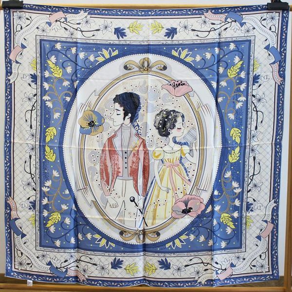 

scarves kms pride-and-prejudice plain satin silk scarf print shawl 106*106cm/60g, Blue;gray