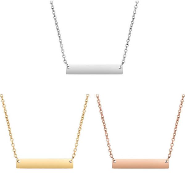 

6pcs/lot stainless steel blank bar pendant necklace fashion jewelry, Silver