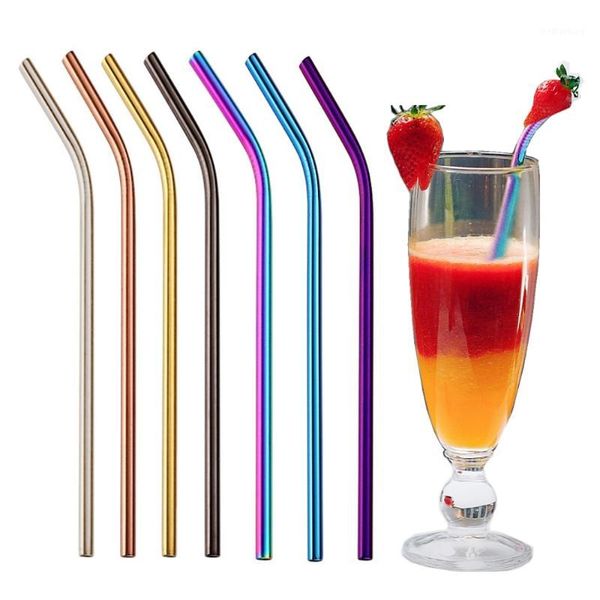 

drinking straws 50pcs 265mm reusable metal stainless steel bent for drink home bar accessories1