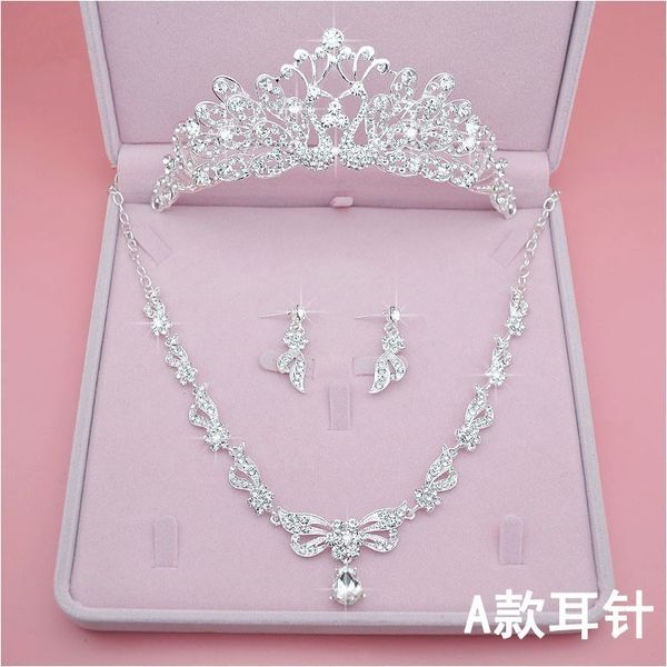 

main wedding dress crown three piece headdress net red same bride 2020 new simple, generous and simple hair accessories, Silver