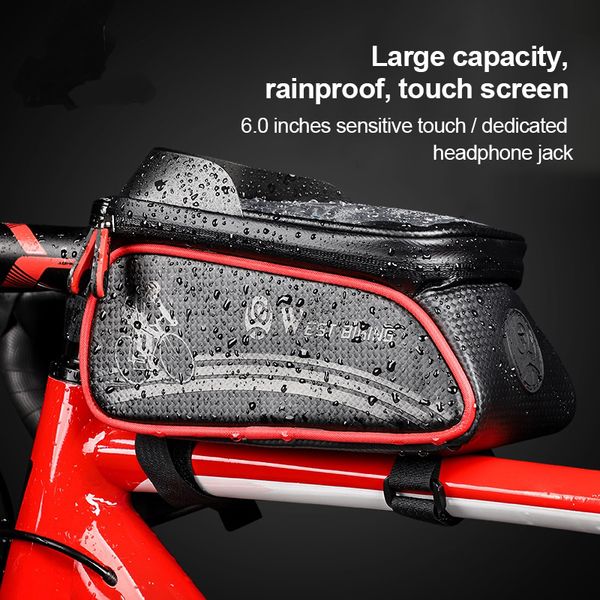 

bicycle waterproof bag touch screen mobile phone front beam chartered front tube bag mountain bike riding bag 5