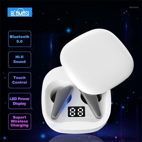 

blumusi wireless headphones bluetooth 5.0 earphones tws headset touch control led power display for sports travel and driving1