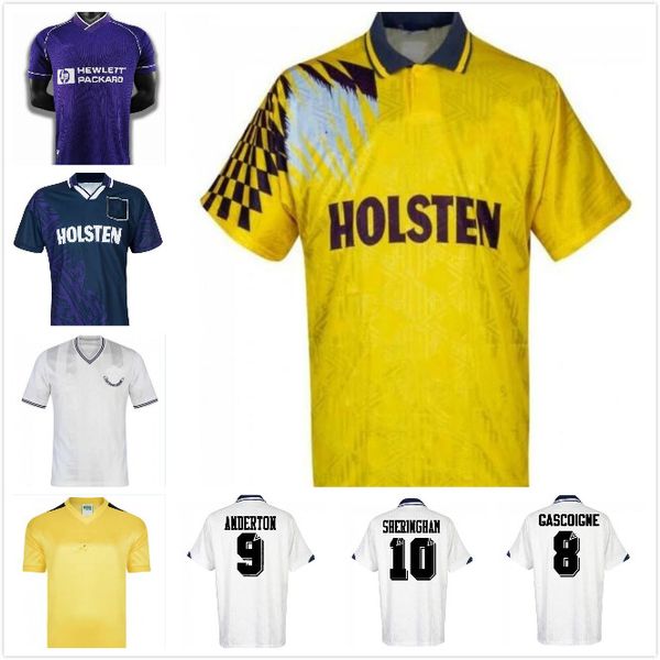 

1991 1993 gascoigne retro soccer jersey 90 91 mabbutt ruddock sheringham lineker cundy walsh barmby vintage classic football shirt, Black;yellow