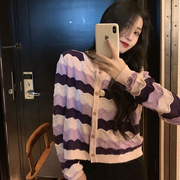 

осень иностранный стиля томной и versatileshowing тонкого трикотажного cardiganpurple полосатого topnew fashionmain место toptoptop пальто о, White;black