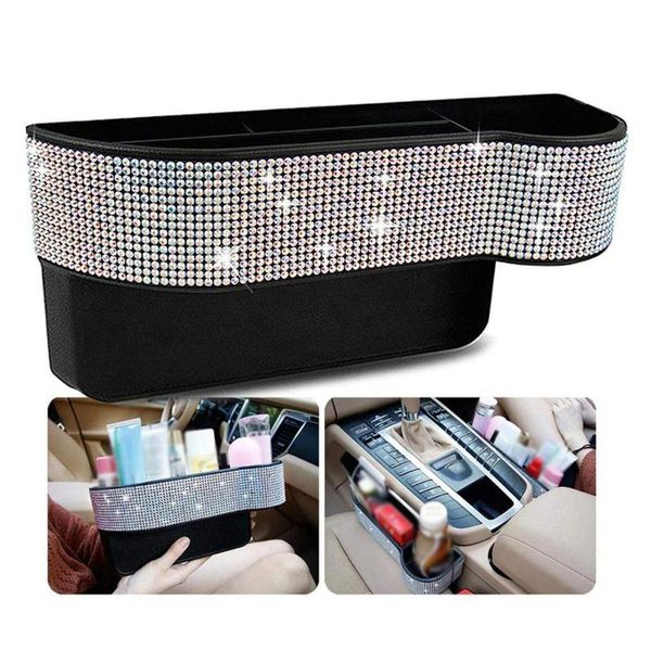 

rhinestone car accessories exquisite car front seat organizer-noble lady's seat side storage box gap filler with bling console -