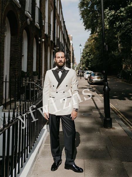 

красивый двубортный groomsmen пик нагрудные свадебные groom tuxedos мужские костюмы венчания / prom / ужин best man blazer (куртка + tie + б, Black;gray
