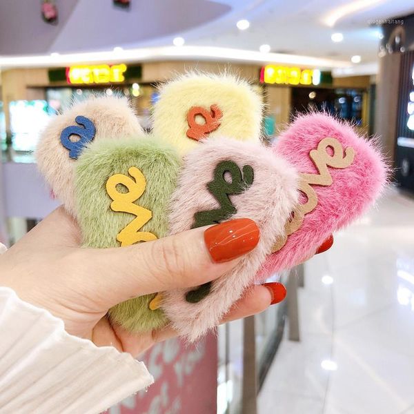

girls hair accessories 2020 autumn and winter plush children's hairpin simple style hairpin female baby headdress 8 colors1, Slivery;white