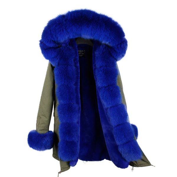 

women's 2021 new winter leather jacket real natural fur collar loose long parkas big skin outerwear detachable 2xc9, Black