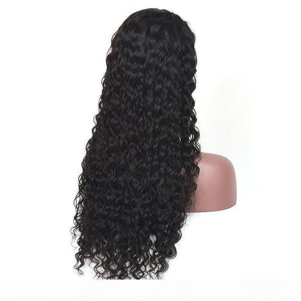 

malaysian human hair 13x4 lace front wigs wet and wavy 8-30inch water wave natural color pre plucked adjustable band virgin hair products, Black;brown