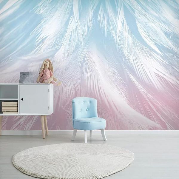 

custom mural wallpaper 3d fashion hand-painted feather texture art wallpaper living room bedroom creative wall decor 3d frescoes