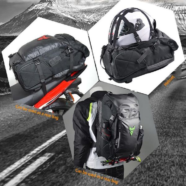 

waterproof motorcycle tail bag multi-functional durable rear motorcycle seat bag high capacity rider backpack1