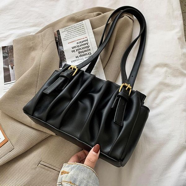 

shoulder bags folds designer pu leather for women 2021 trend hand bag lady luxury good quality handbags and purses