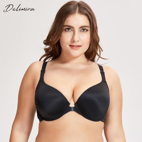 

delimira women's smooth foam full coverage underwire seamless racerback front closure bra1, Red;black