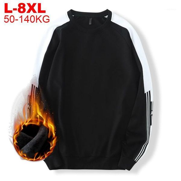 

winter men hoodies sweatshirts large fleece linning men's casual hoodies black oversized sweatshirts male pullover plus size 8xl1