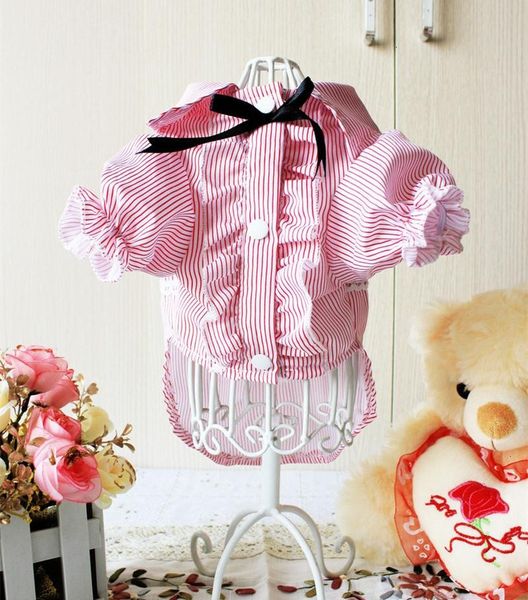 

puff cat dog clothes sleeve stripe t-shirt cotton soft shirts for pet s m l xl xxl