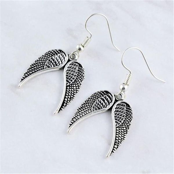 

angel wing earrings, angel charms, memorial jewellery, spiritual jewelry, feather earrings, fashion women earrings1, Silver