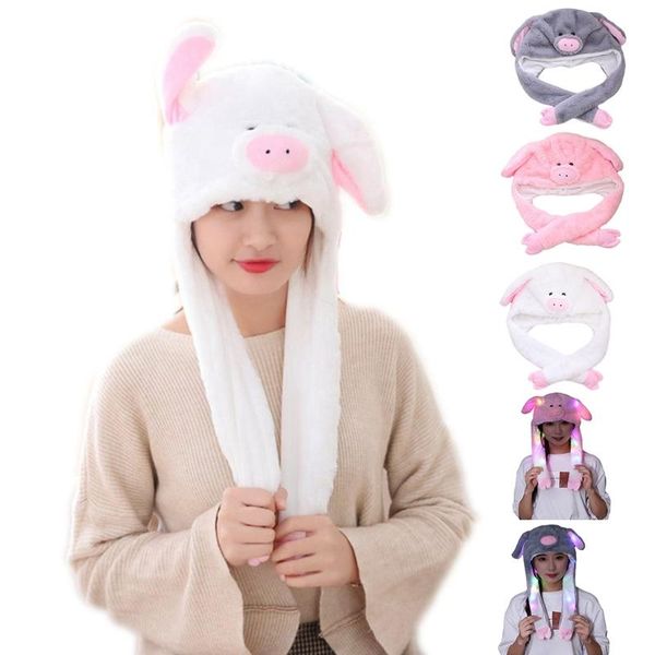 

Lovely Cartoon Pig Animal Plush Hat Winter Warm Headgear Cap 3D Ears Funny Stuffed Headwear Cosplay Costume Party Photo Props, Blue;gray