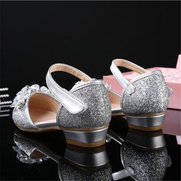 

new spring summer leather shoes children kids performance dress shoes baby princess crystal high heeled girls shoes student 02 wmtlsz, Black