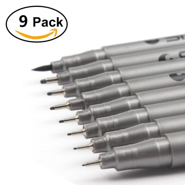 

9pcs пакет пигмент вкладыш pigma микрон чернила fine line pen set 0,05 0,1 0,2 0,3 0,4 0,5 0,6 0,8 кисть с черными чернилами bbyvkh sweet07, Blue;orange