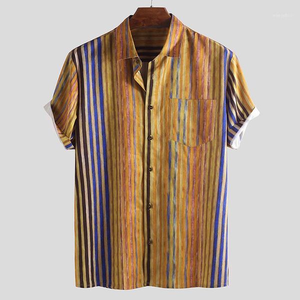 

summer men shirt stripe short sleeve shirt fashion casual 2020 new beach male plus size 3xl mens clothing1, White;black